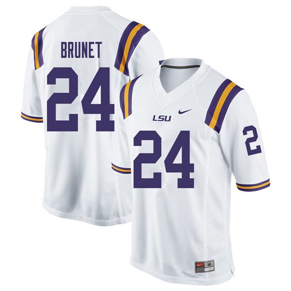 Men #24 Colby Brunet LSU Tigers College Football Jerseys Sale-White